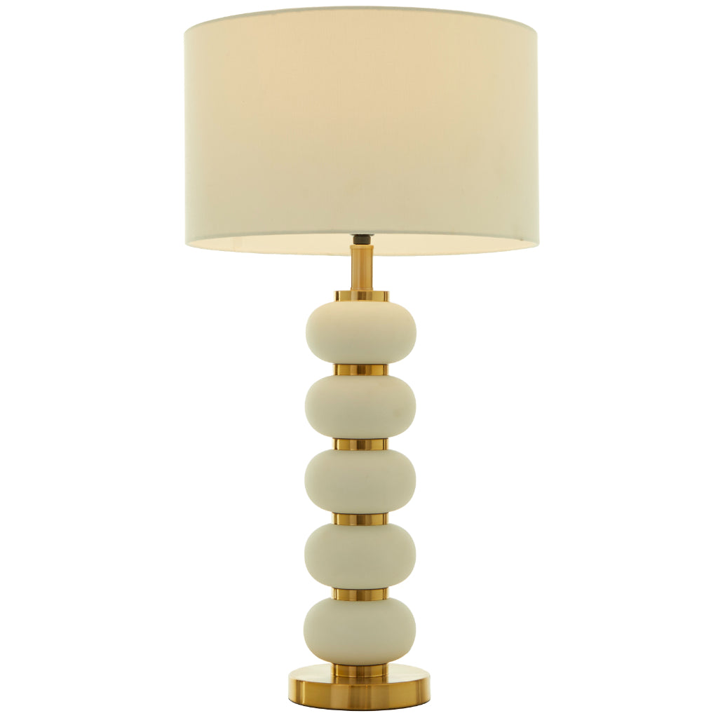 =MTL LAYERED LAMP WHT 15"W, 28"H, CONTEMPORARY, LIGHTING, TABLE LAMPS, Metal, White