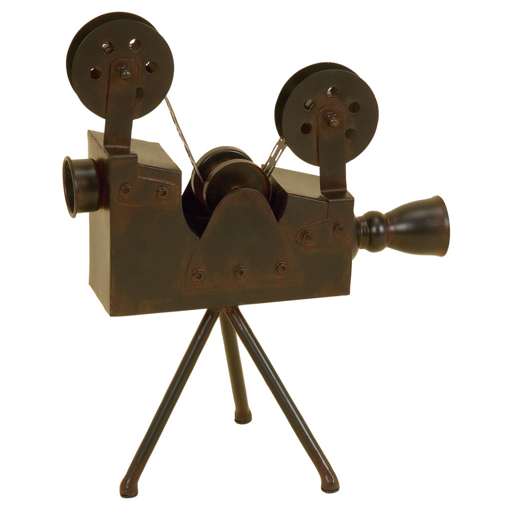 MTL ANTIQ  CAMERA  12"W, 15"H, VINTAGE, SCULPTURES, ABSTRACT & GEOMETRIC, IRON, Brown