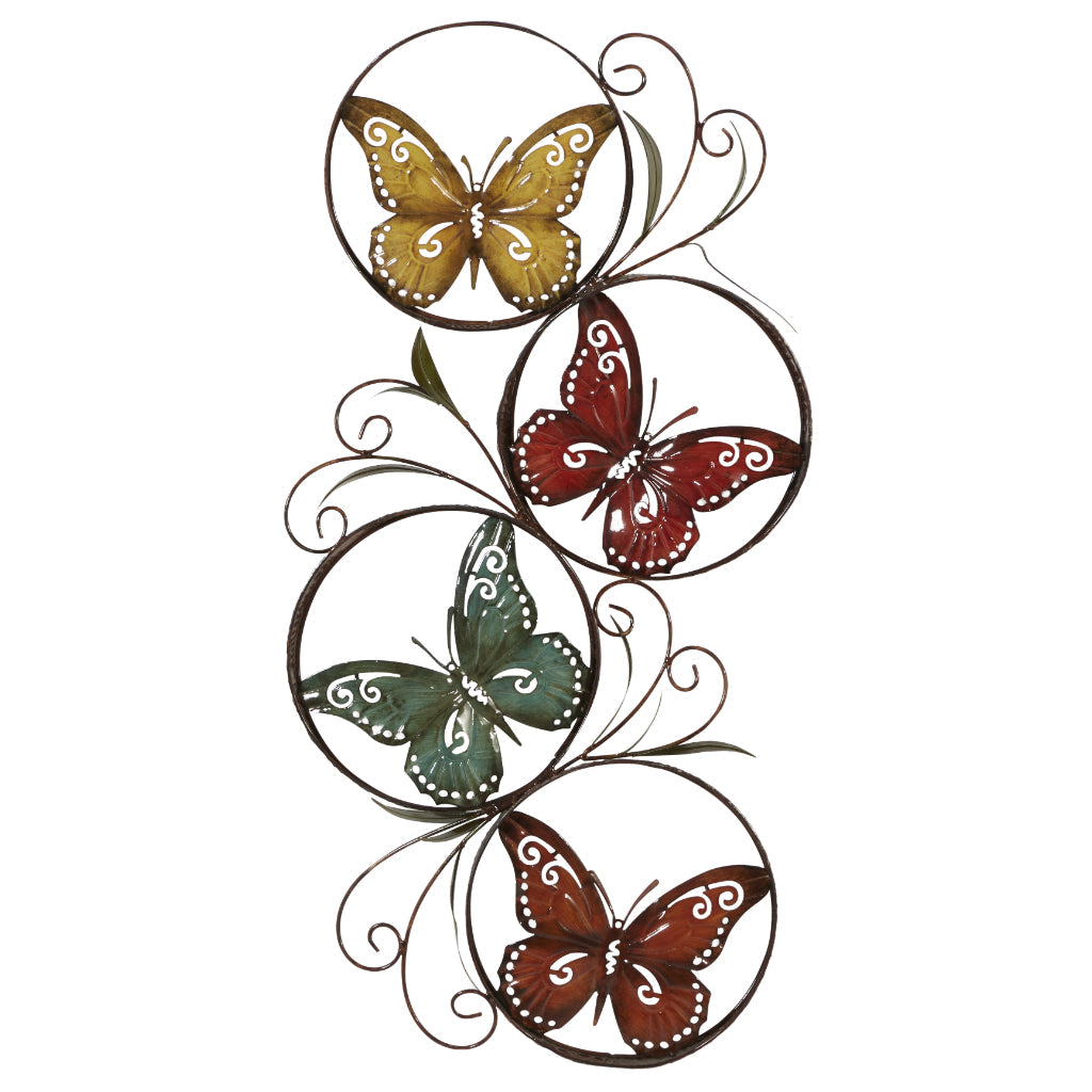 MTL BUTTERFLY DECOR 22"W, 36"H, ECLECTIC, WALL DECOR-METAL, ANIMALS, Iron, Multi Colored