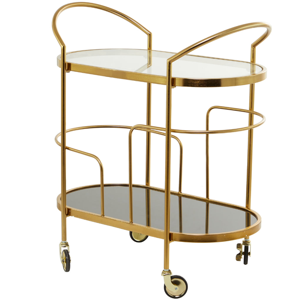 MTL BAR CART GLD 30"W, 34"H, CONTEMPORARY, ACCENT FURNITURE, WINE, STORAGE & CARTS, Metal, Gold
