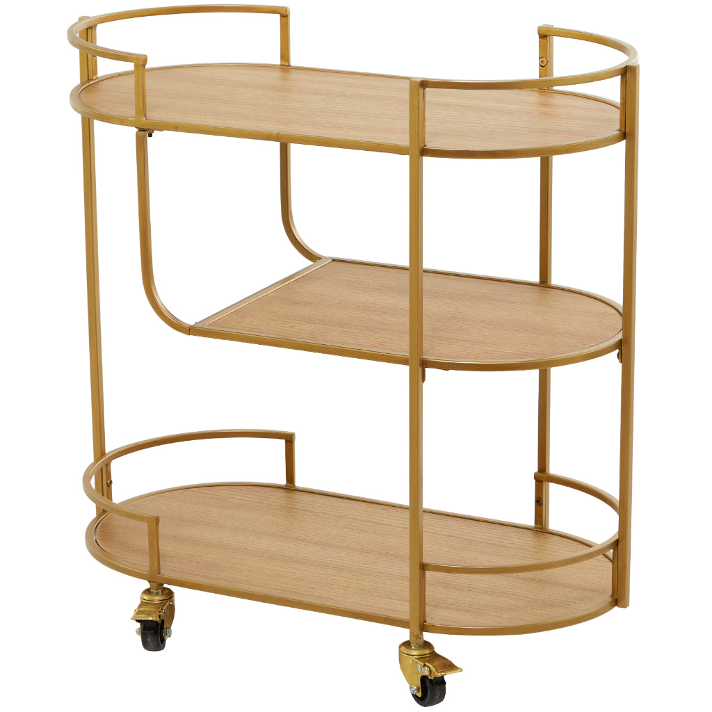 MTL/ WD BAR CART GLD 30"W, 30"H, CONTEMPORARY, ACCENT FURNITURE, WINE, STORAGE & CARTS, Wood, Gold