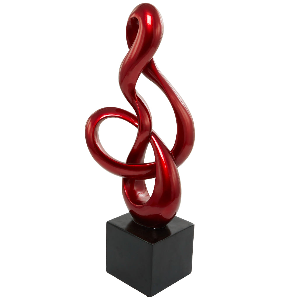 PS RED FLOOR SCULP W/ STAND 15"W, 37"H, CONTEMPORARY, SCULPTURES, ABSTRACT & GEOMETRIC, Polystone, Red