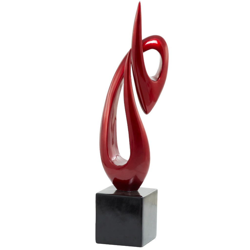 PS RED FLOOR SCULP W/ STAND 8"W, 40"H, CONTEMPORARY, SCULPTURES, ABSTRACT & GEOMETRIC, Polystone, Red