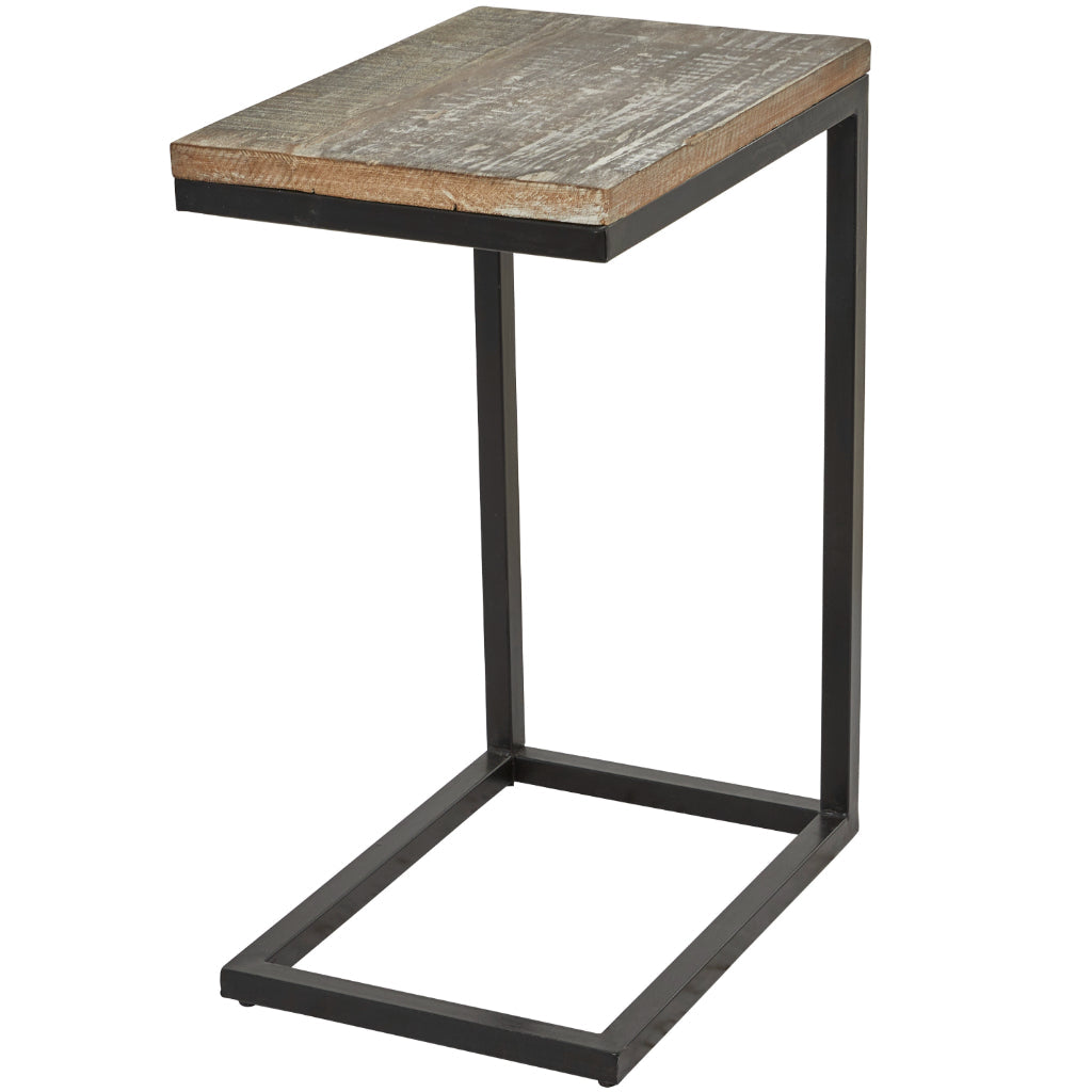 WD MTL C TABLE 13"W, 26"H, RUSTIC, ACCENT FURNITURE, ACCENT TABLES, Iron, Brown