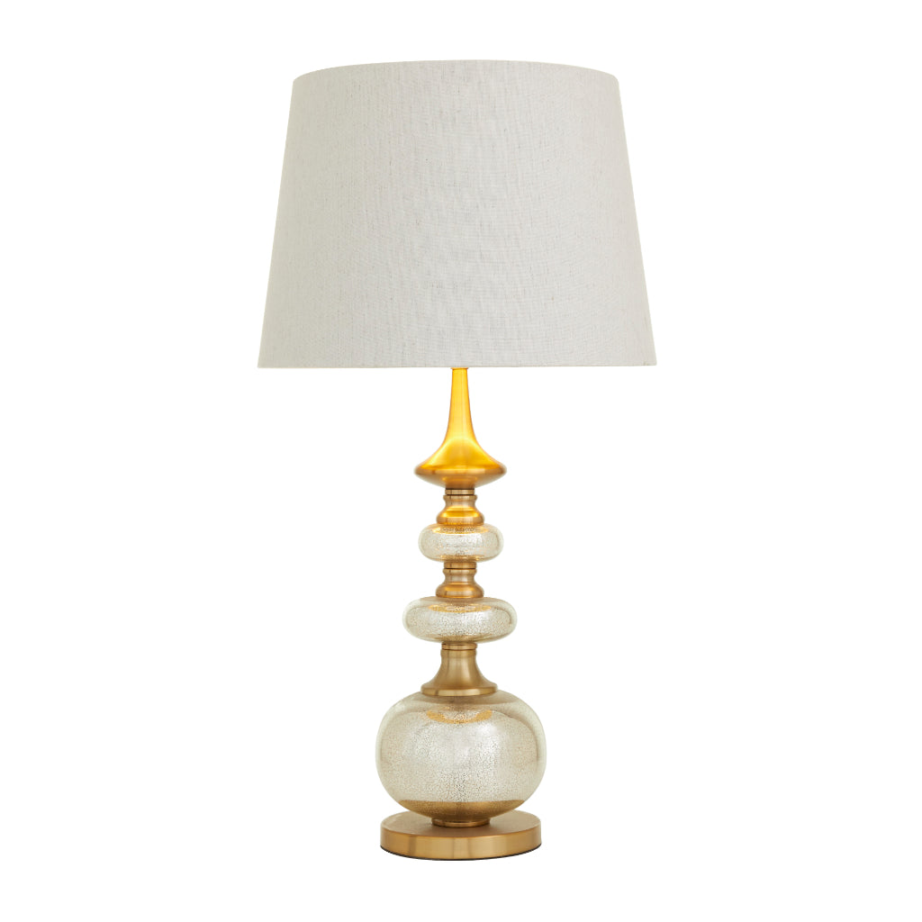 MTL GLS BUFFET LAMP 15"W, 30"H, TRANSITIONAL, LIGHTING, BUFFET LAMPS, Linen, Silver