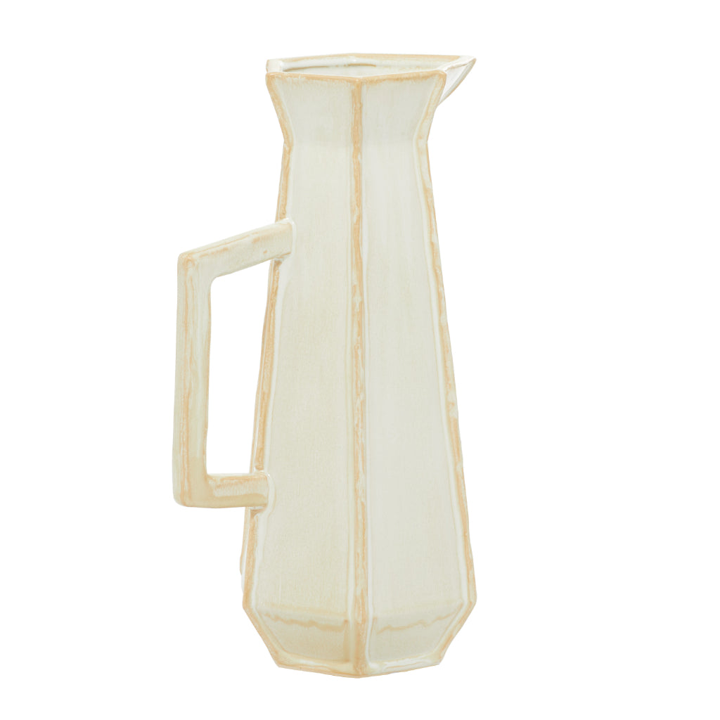 CER VASE 9"W, 14"H, MODERN, VASES, VASES-CERAMIC, Ceramic, White