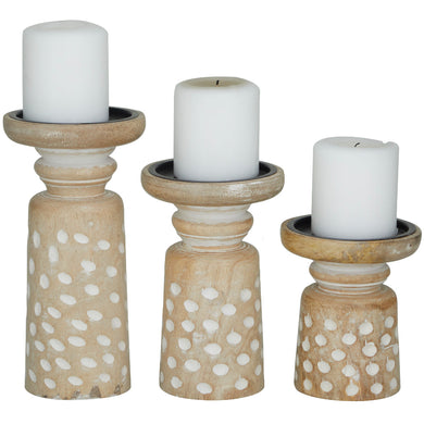 WD CANDLE HOLDER  TAN S/3 10