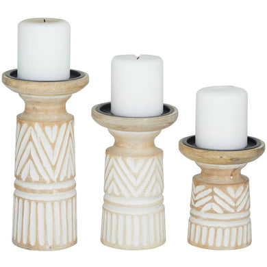 WD CANDLE HOLDER  LT TAN S/3 10