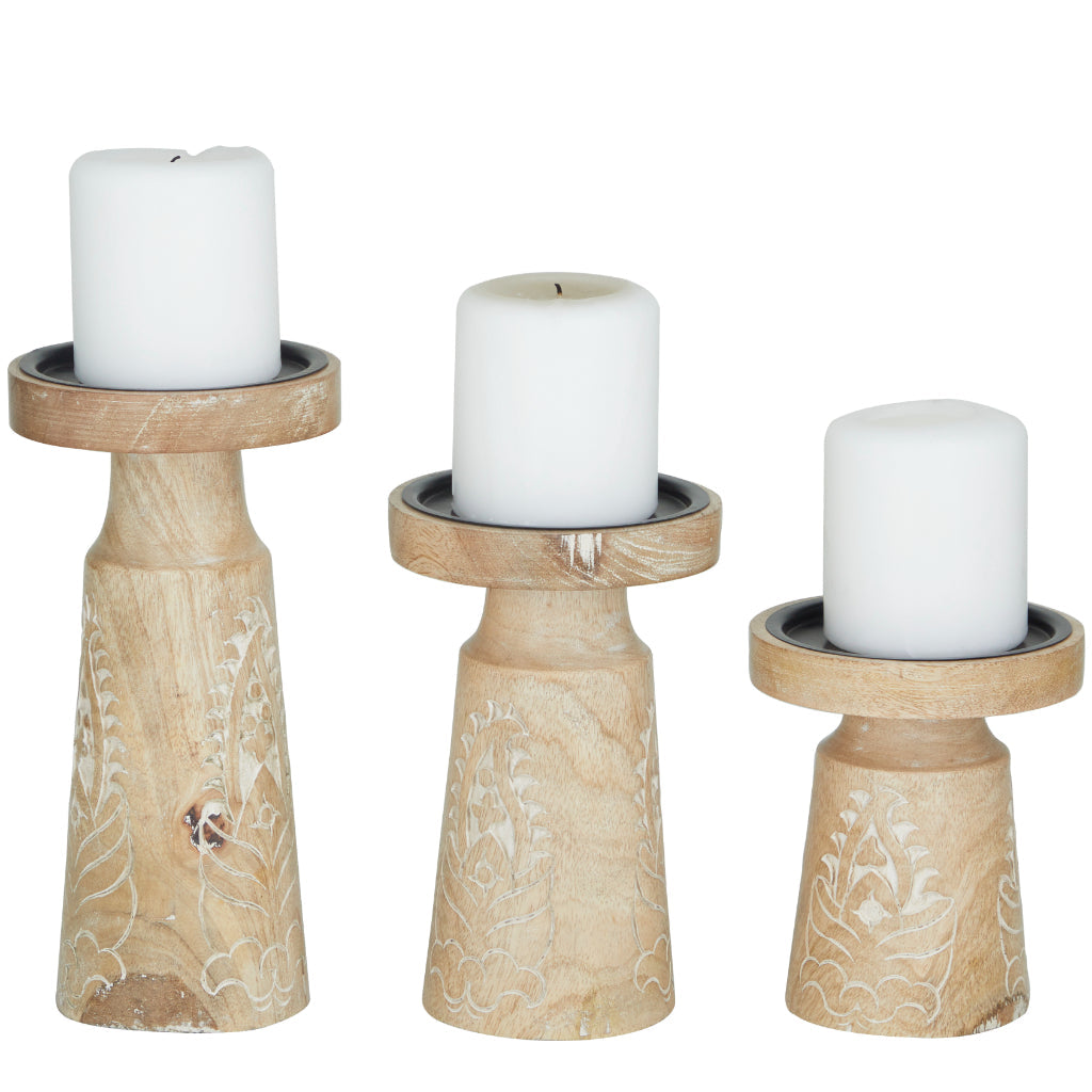 WD CANDLE HOLDER TAN S/3 10