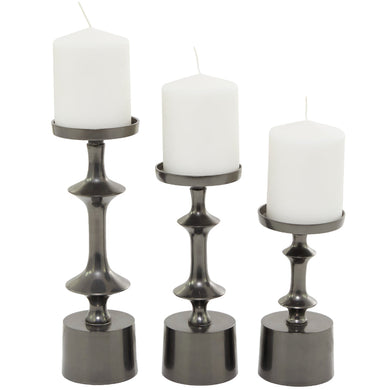 =ALUM CANDLE STAND BLK  S/3 10