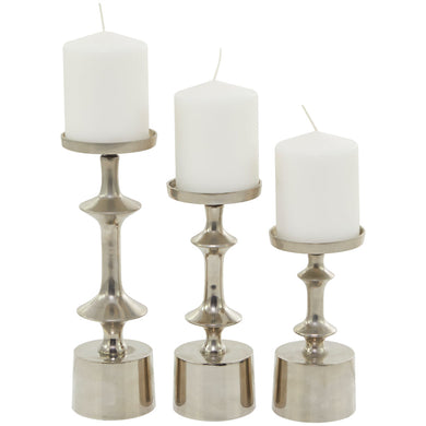 =ALUM CANDLE STAND SLV  S/3 10