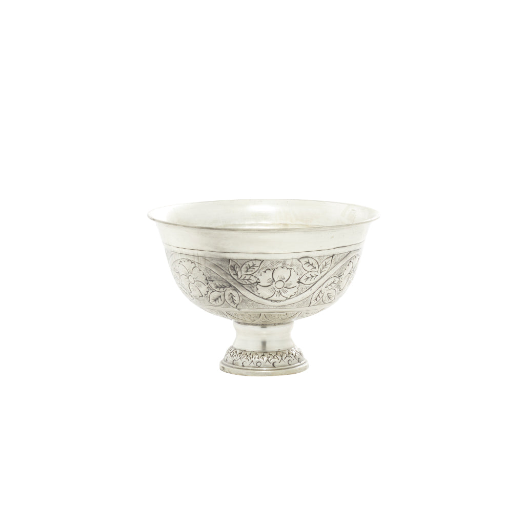 MTL SP BOWL   8"W, 6"H, TRADITIONAL, GARDEN, PLANTERS-METAL, Iron, Silver