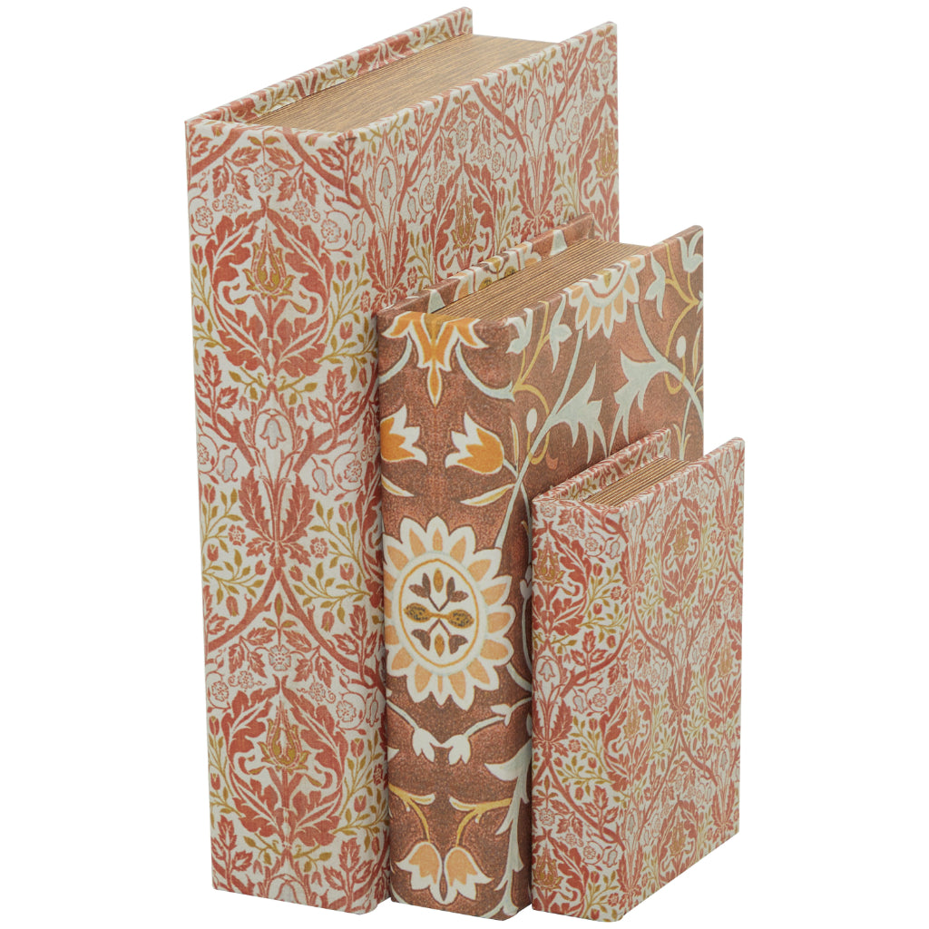 WD FX LTHR BOOK BOX S/3 12",9",6"H, TRADITIONAL, BOXES, FAUX, PU Leather, Orange