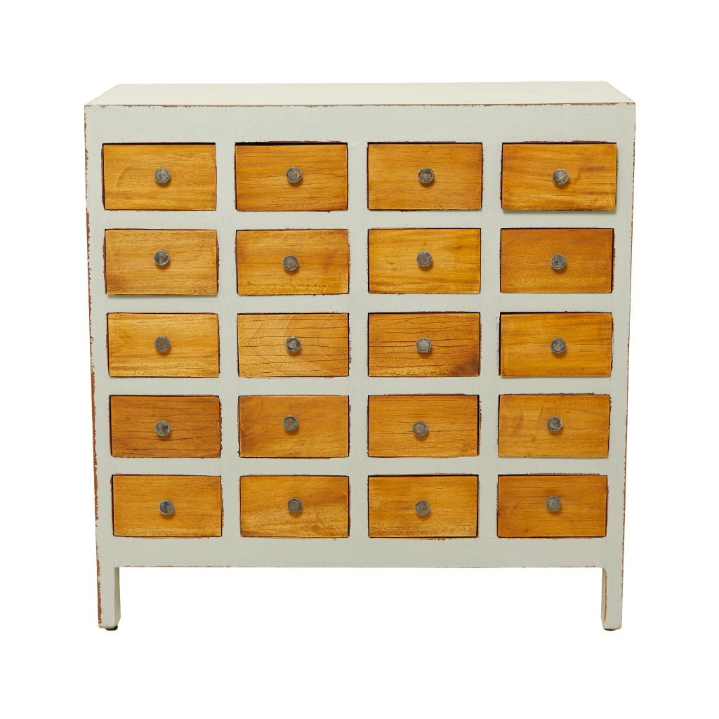 WD 20 DRAWER CHEST 33"W, 33"H, FARMHOUSE, ACCENT FURNITURE, CABINETS, CHESTS & BUFFETS, Mahogany wood, White