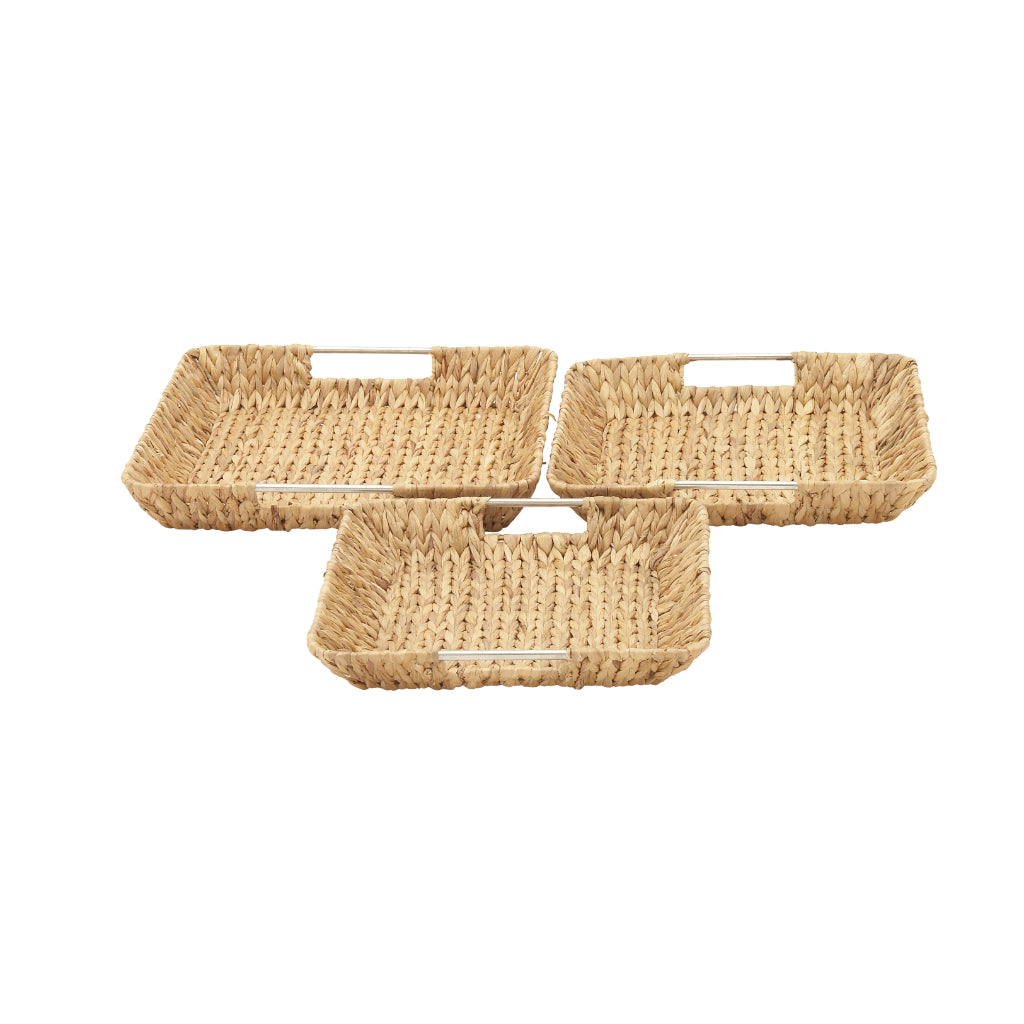 SEAGRASS BSKT S/3 15", 16", 18"W, CONTEMPORARY, TRAYS, TRAYS-RATTAN, Other, Light Brown
