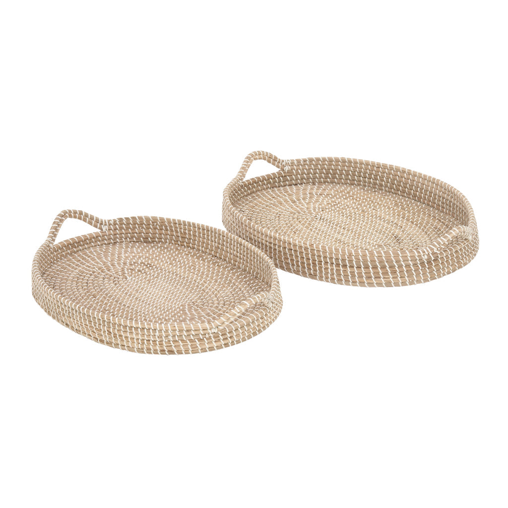 SEAGRASS TRAY S/2 27", 26"W, BOHEMIAN, TRAYS, TRAYS-RATTAN, Other, Brown