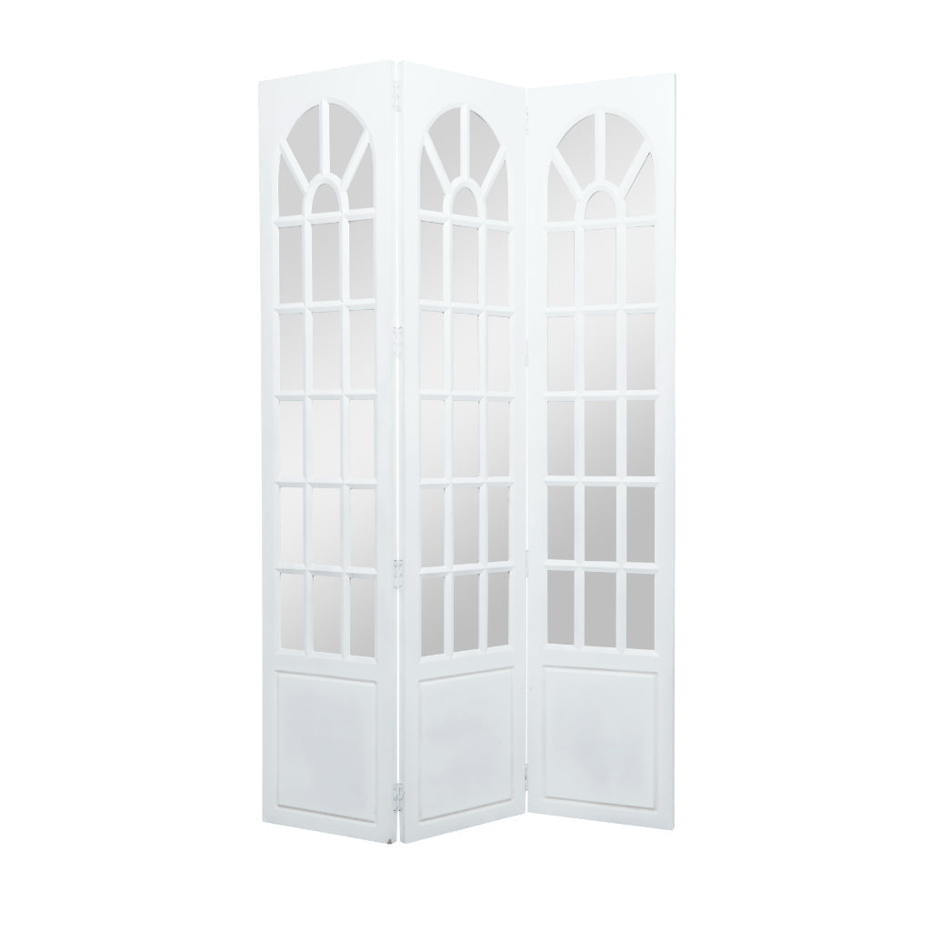 MIRR WD DIVIDER SCREEN 44"W, 72"H, FRENCH COUNTRY, ACCENT FURNITURE, ROOM DIVIDER SCREENS, Pine, White