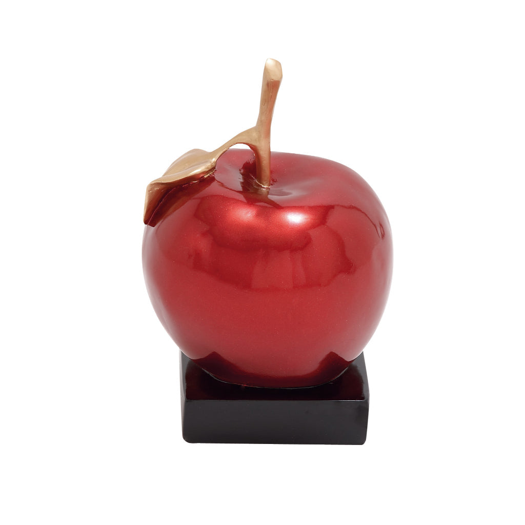 PS RED APPLE 11"W, 17"H, GLAM, SCULPTURES, FRUITS, POLYSTONE, Red