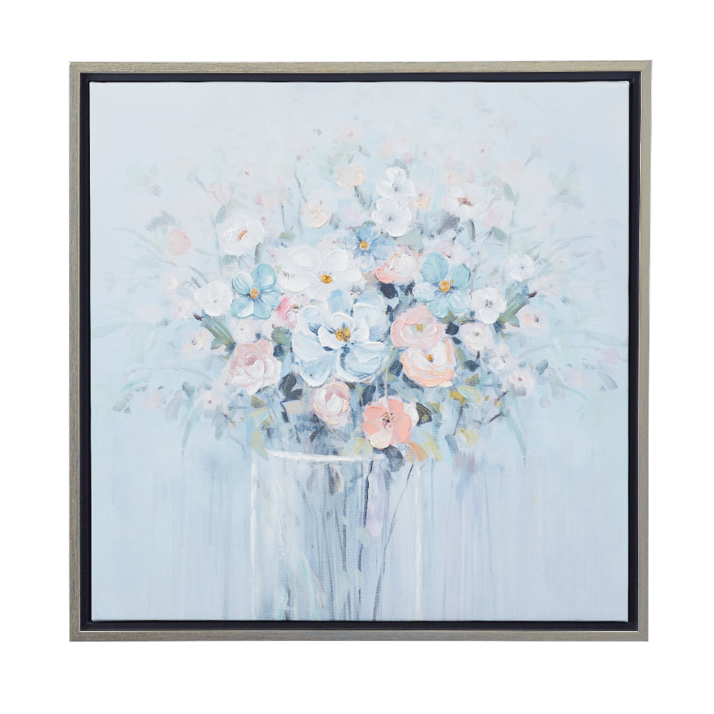 PS FRAMED WALL ART 24"W, 24"H, FRENCH COUNTRY, WALL ART, FLORAL & BOTANICAL, Canvas, Blue