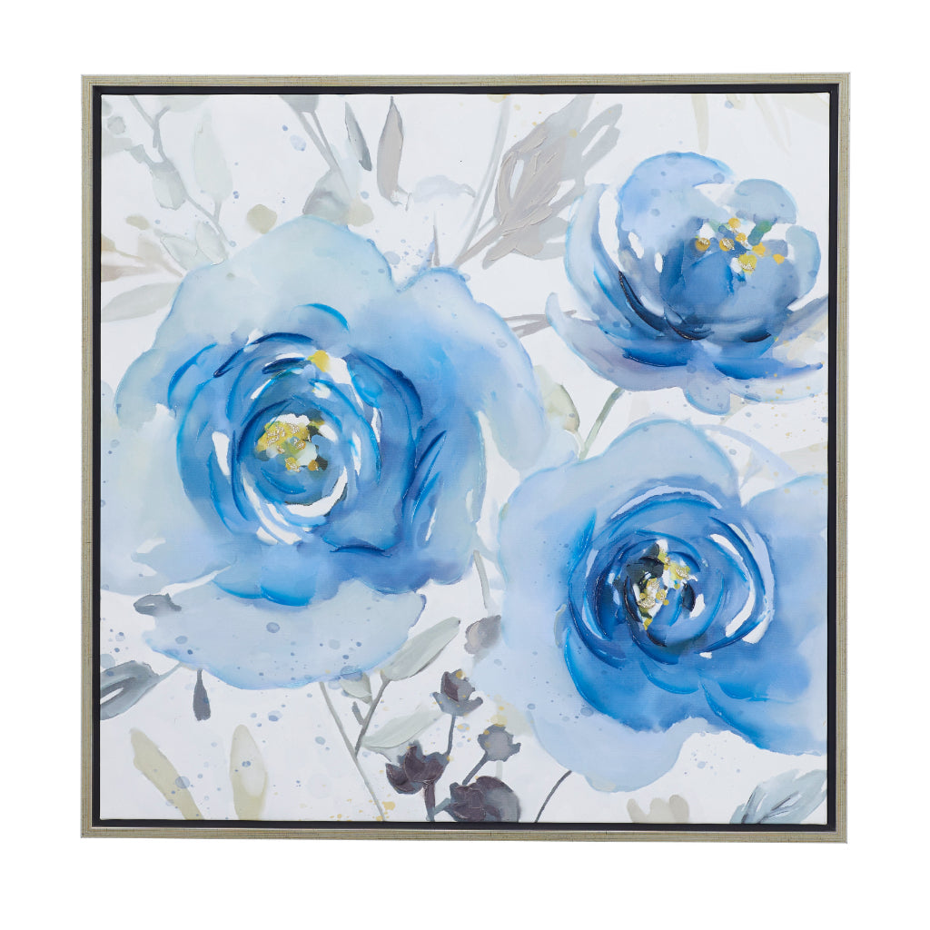 PS FRAMED WALL ART 32"W, 32"H, FRENCH COUNTRY, WALL ART, FLORAL & BOTANICAL, Canvas, Blue