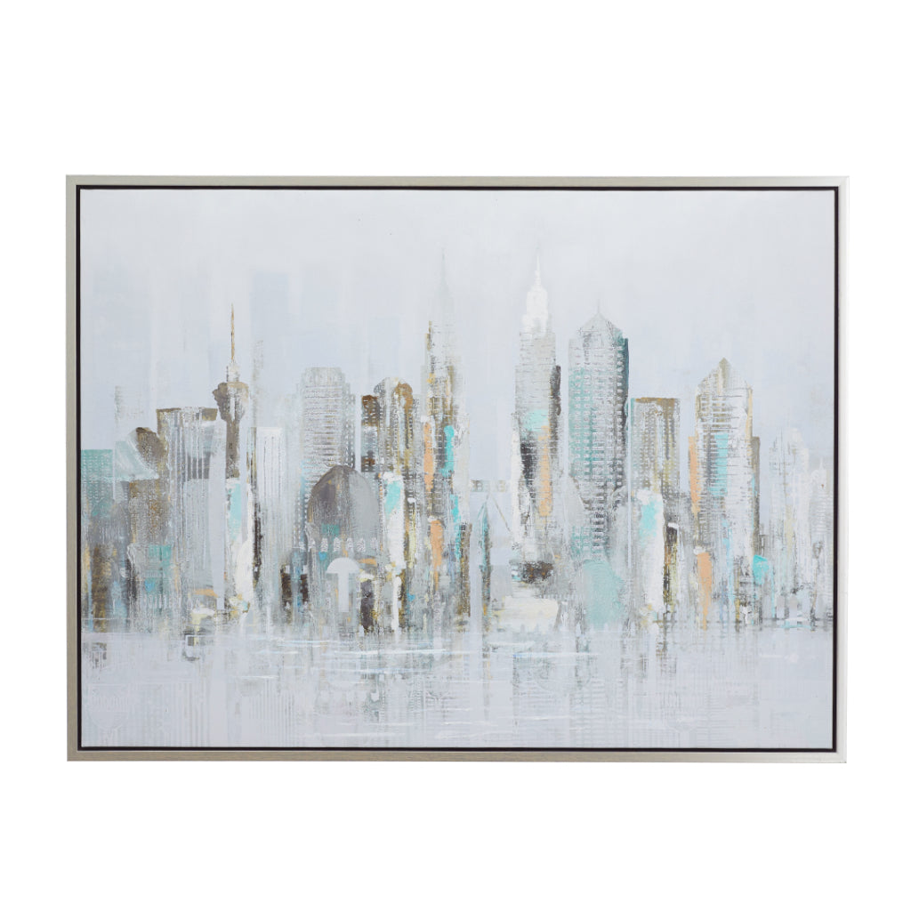 PS FRAMED WALL ART 48"W, 36"H, CONTEMPORARY, WALL ART, CITIES & COUNTRIES, Polystone, Gray