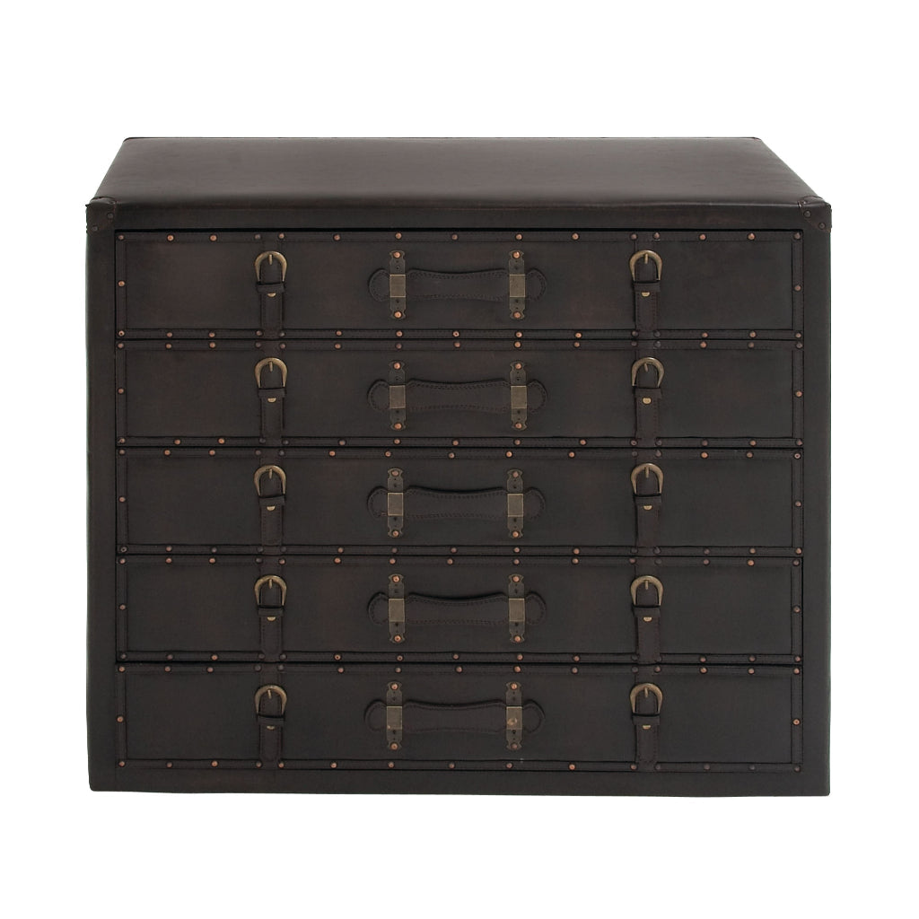 WD FX LTHR CHEST 36"W, 32"H, TRADITIONAL, ACCENT FURNITURE, CABINETS, CHESTS & BUFFETS, Mdf, Black