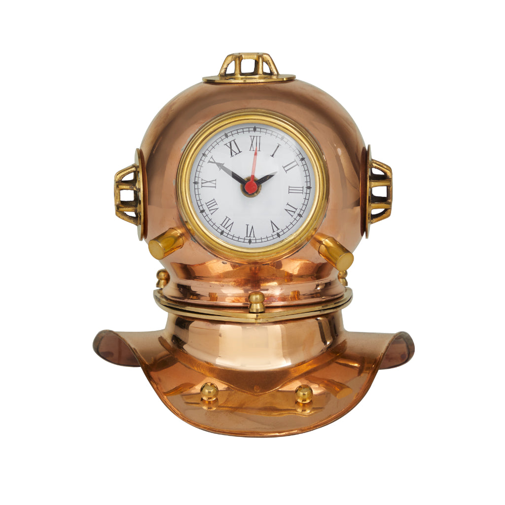 BRS CLOCK 8"W, 8"H, NAUTICAL, HOME DECOR, CLOCKS, Brass, Copper