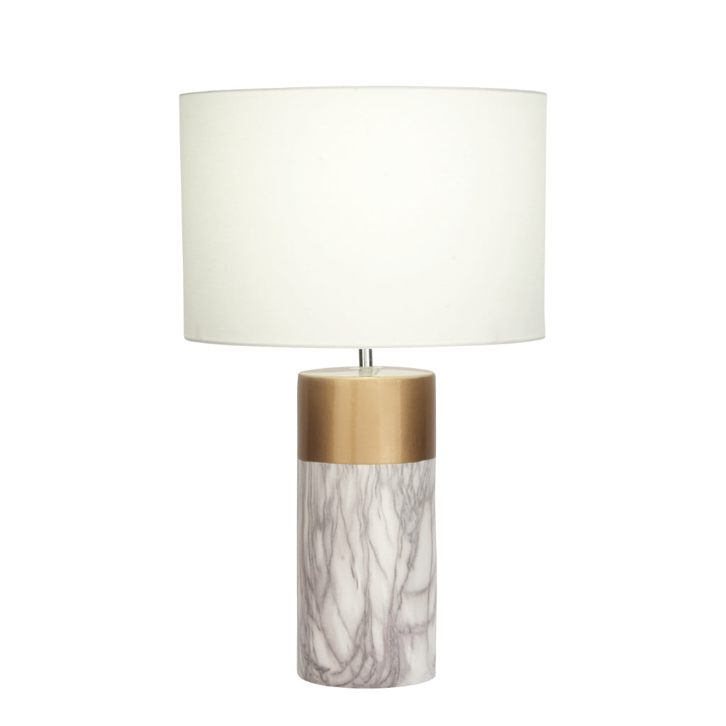 =CER WHT GLD TABLE LAMP 25"H, GLAM, LIGHTING, TABLE LAMPS, Stone, White