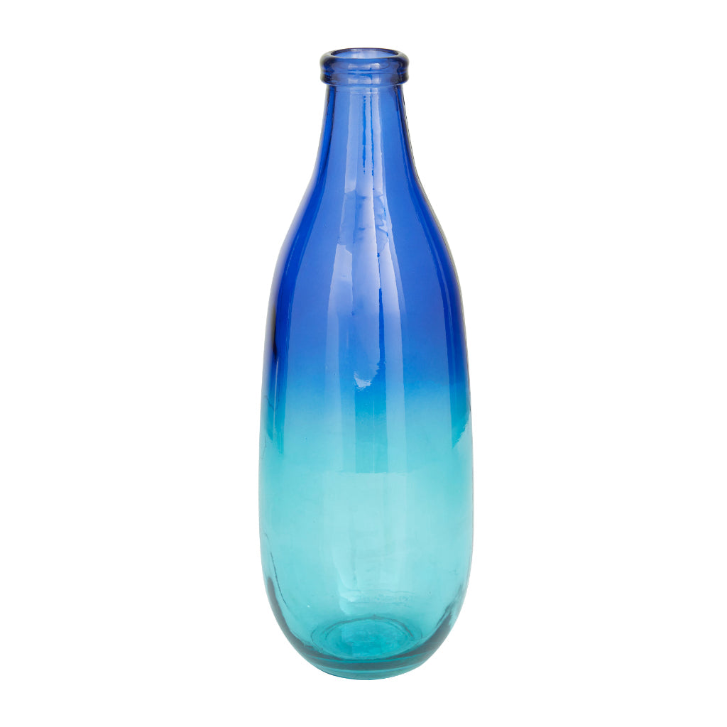 GLS VASE 6"W, 16"H, MODERN, VASES, VASES-GLASS, Recycled Glass, Blue