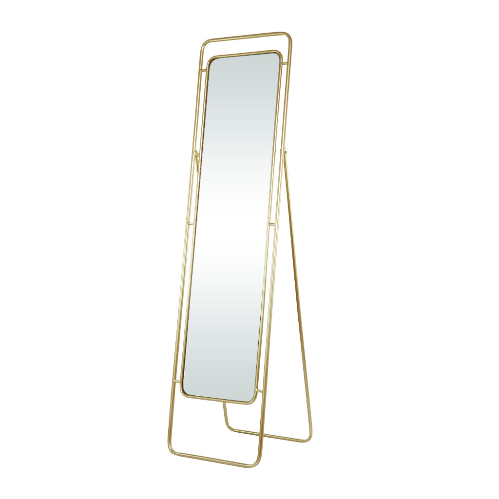 MTL FLOOR MIRROR 17"W, 66"H, MODERN, WALL MIRRORS, MIRRORS-FLOOR, Metal, Gold