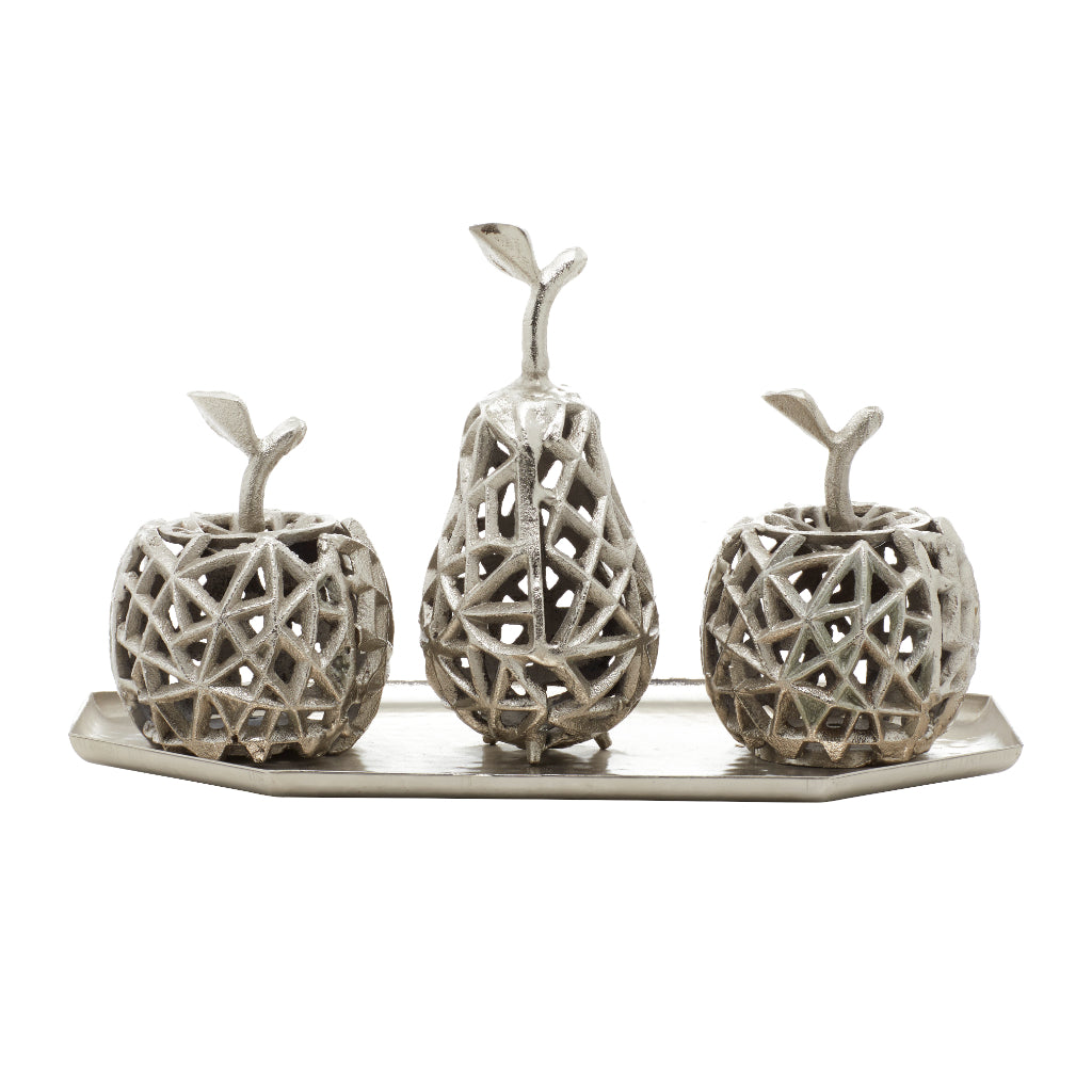 ALUM APPLE/PEAR TRAY SET 14