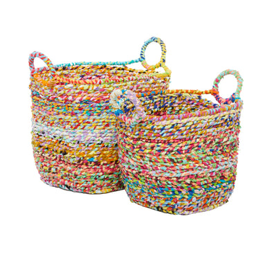 =RECYCLE FABRIC STORAGE BASKET S/2 16