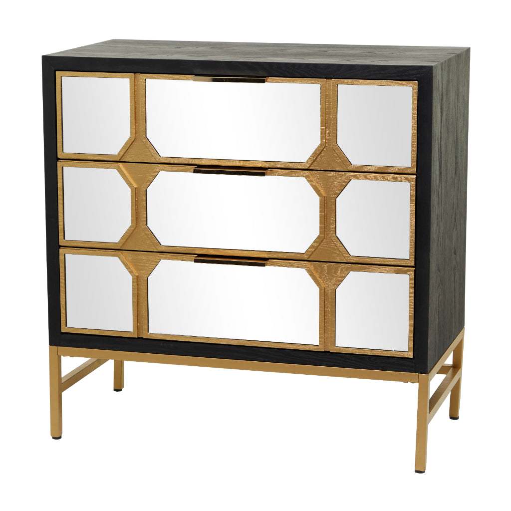 MTL WD CABINET BLK 32"W, 32"H, GLAM, ACCENT FURNITURE, CABINETS, CHESTS & BUFFETS, MDF, Black