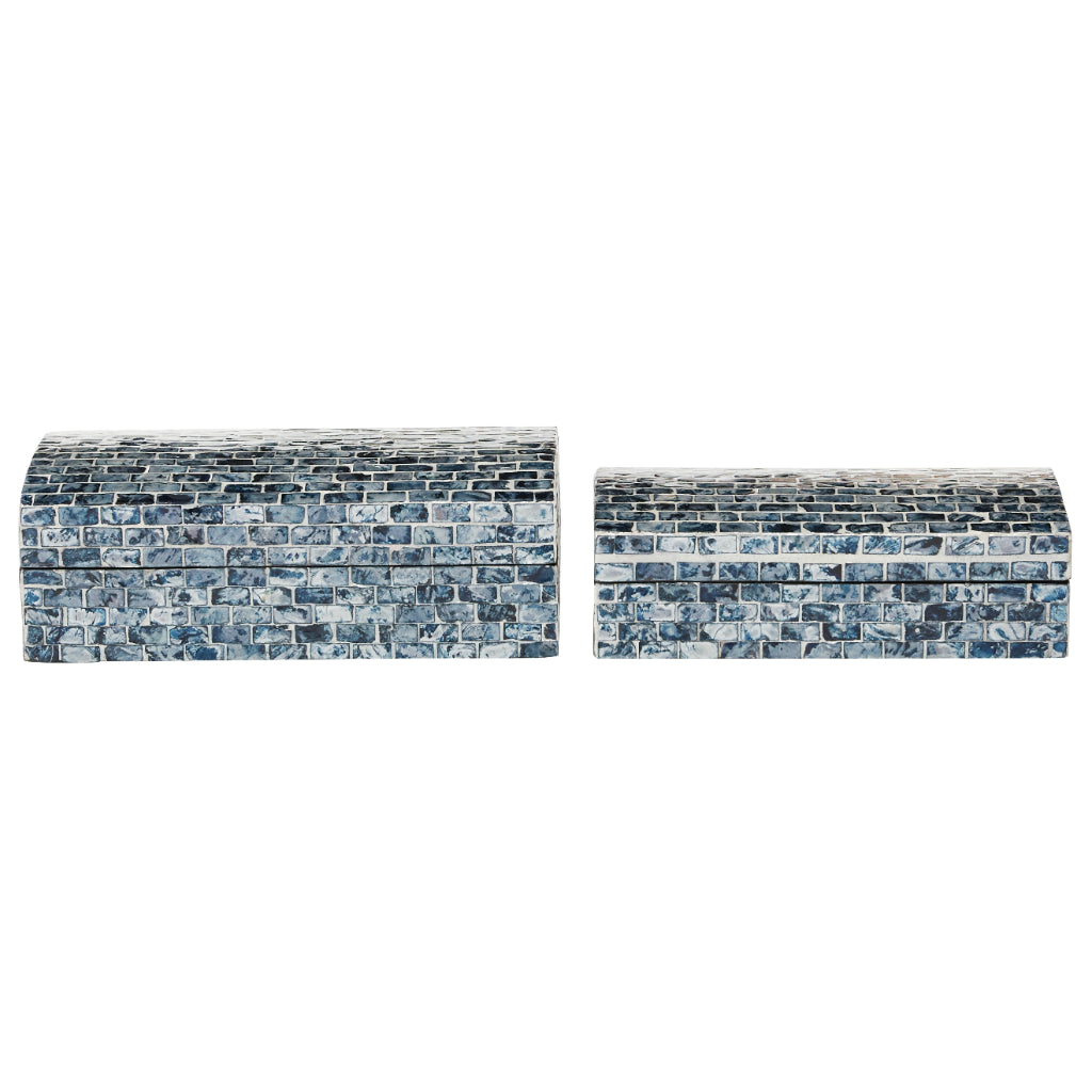 MOP LACQUER BOX S/2 11", 10"W, COASTAL, BOXES, BOXES-MOTHER OF PEARL, Pine, Blue