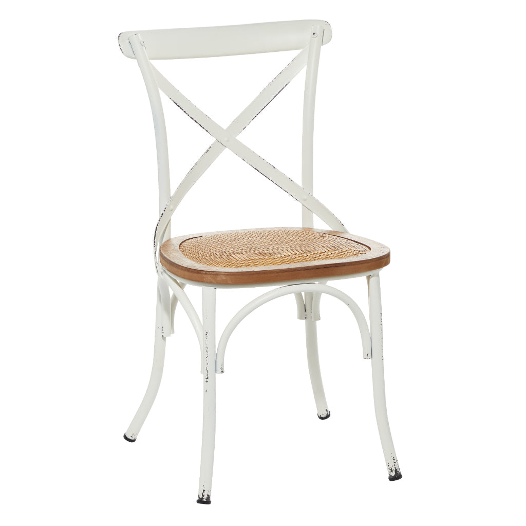 WOOD/METAL CHAIR ANT WHT 20