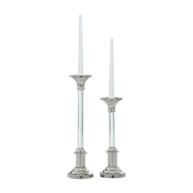 S/STEEL ACRYLIC CANDLE HOLDER S/2 12