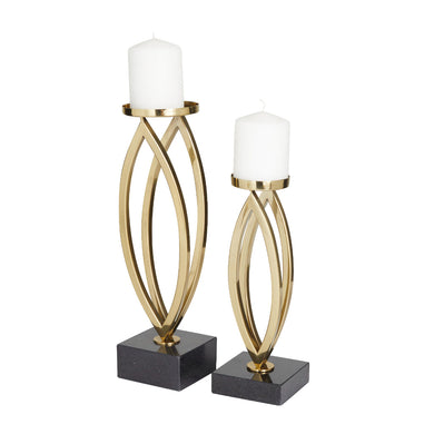 MRBL SS CANDLE HOLDER S/2 15