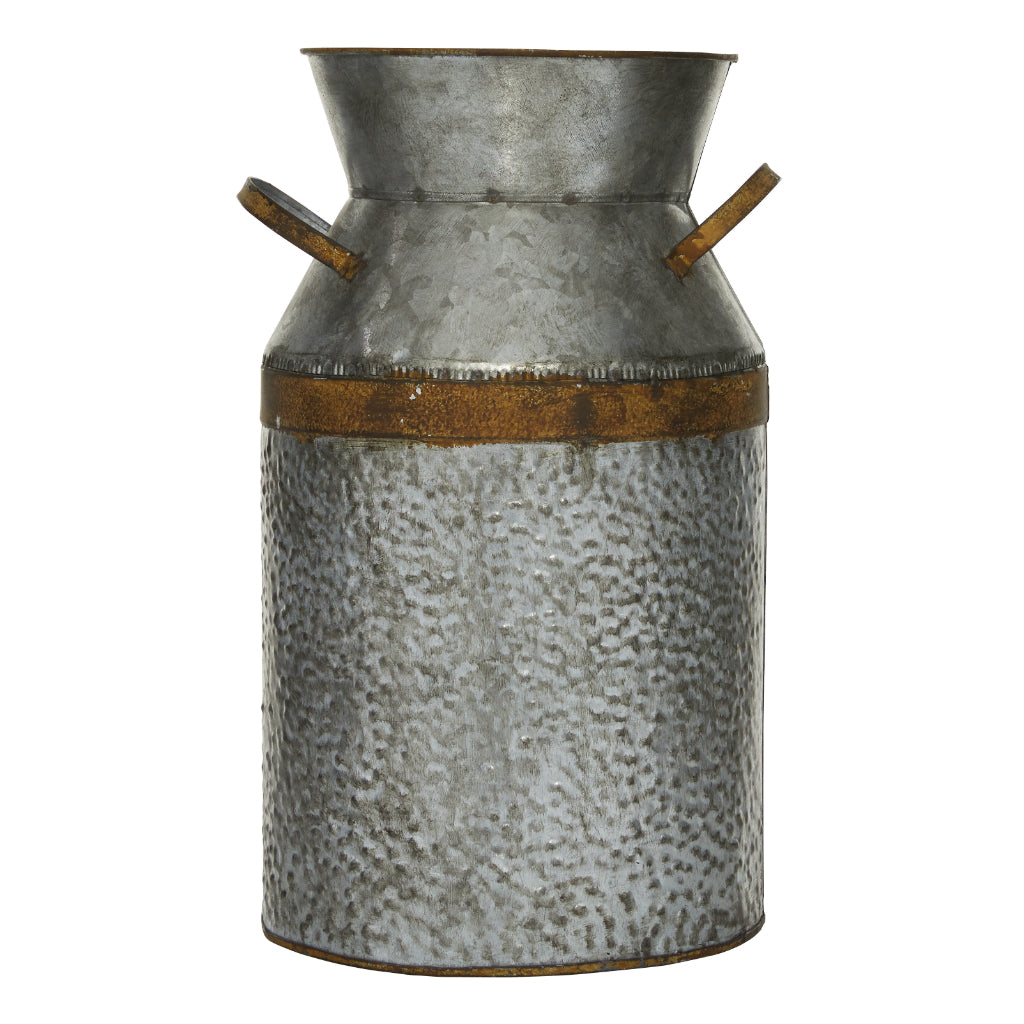 MTL GALVANIZED VASE 10"W, 14"H, FARMHOUSE, VASES, VASES-METAL, Tin, Gray