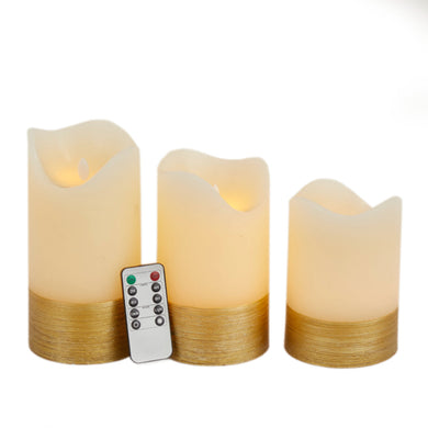 WAX FLMLESS CANDLE S/3 8