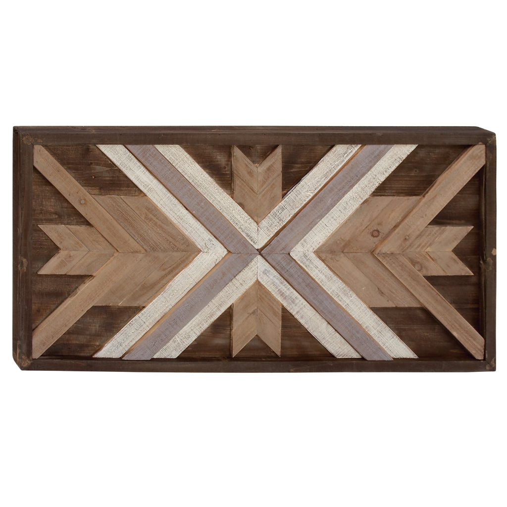 WD WALL PLAQ 48"W, 24"H, FARMHOUSE, WALL DECOR-WOOD, ABSTRACT & GEOMETRIC, FIR WOOD, Brown