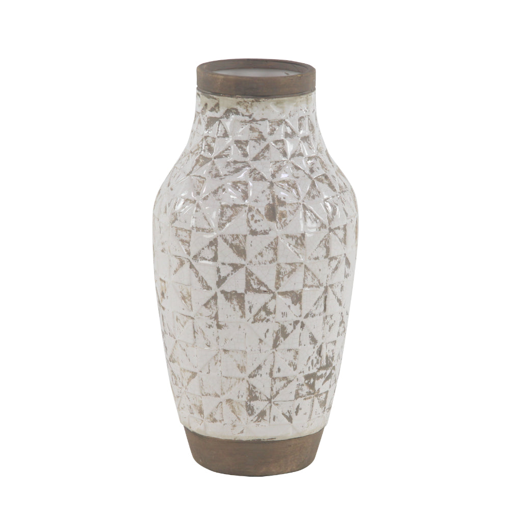 CER VASE 8"W, 16"H, COASTAL, VASES, VASES-CERAMIC, Stoneware, White