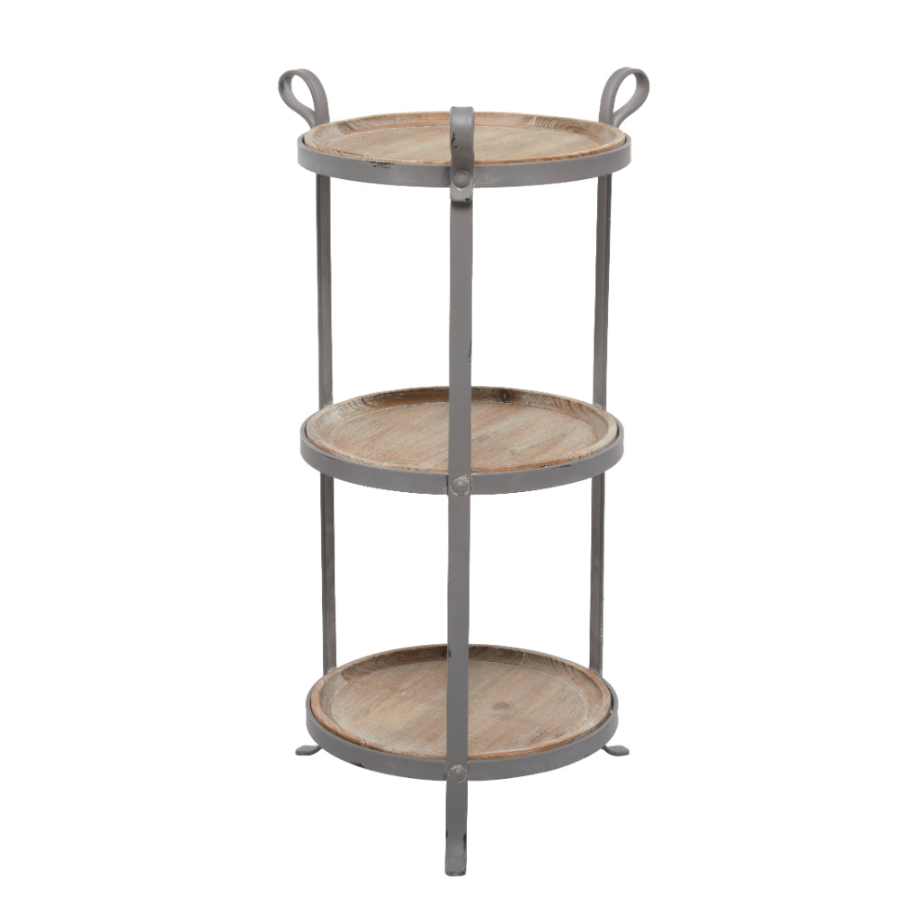 MTL ACCENT TABLE 14"W, 28"H, INDUSTRIAL, ACCENT FURNITURE, ACCENT TABLES, Iron, Gray