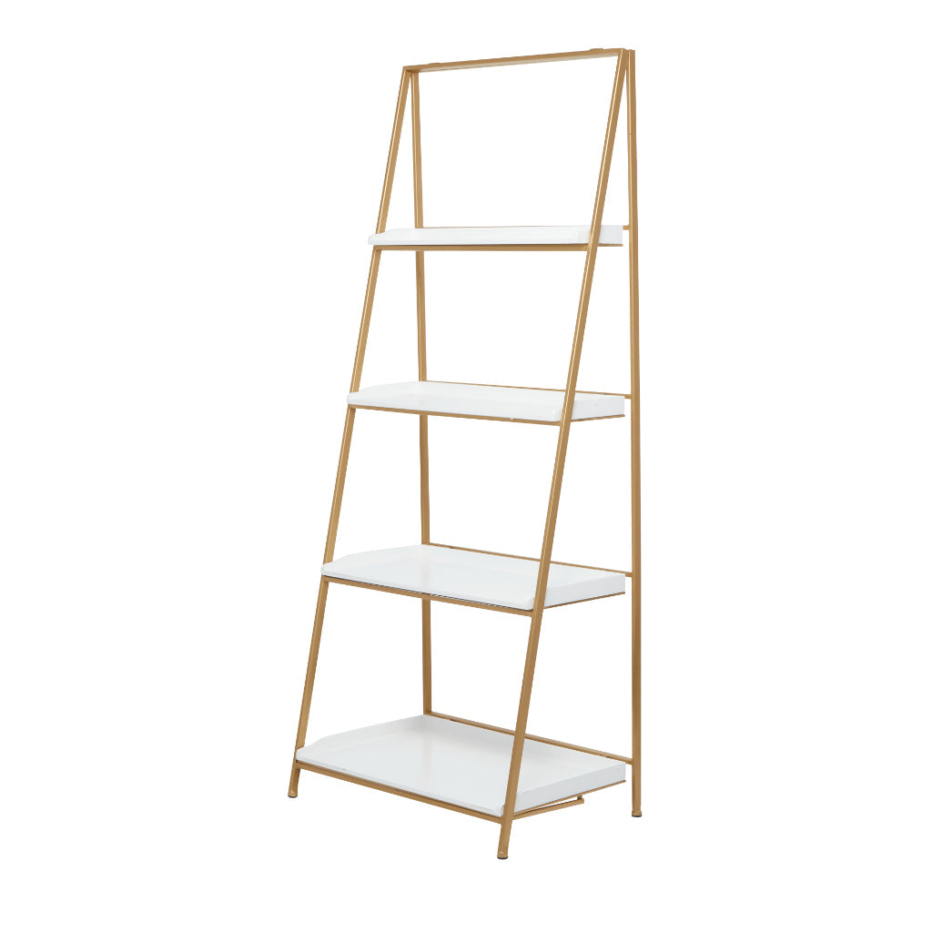 MTL WD SHELVING UNIT 24"W, 59"H, CONTEMPORARY, ACCENT FURNITURE, SHELVING, Iron, Gold