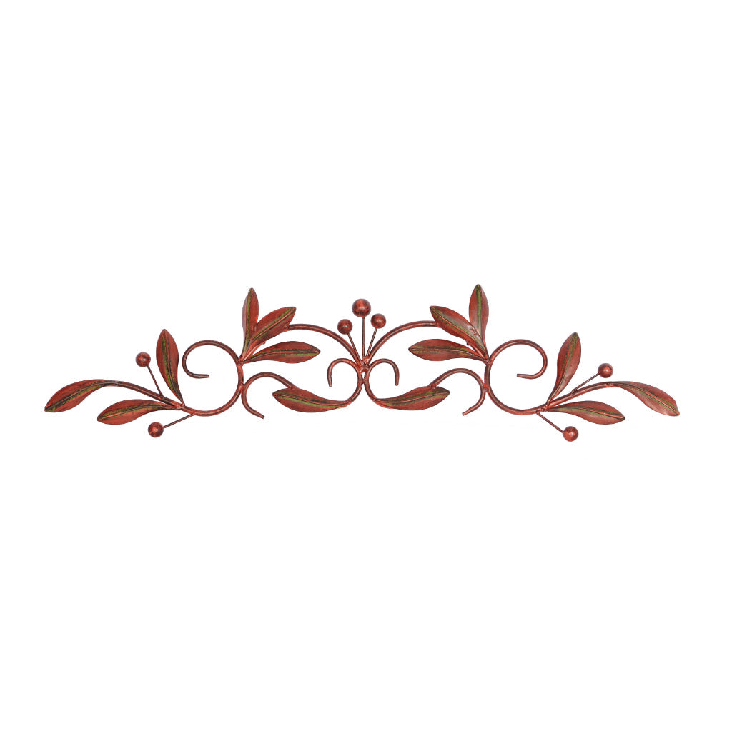 MTL WALL DECOR 32"W, 8"H, TRADITIONAL, WALL DECOR-METAL, FLORAL & BOTANICAL, Iron, Brown