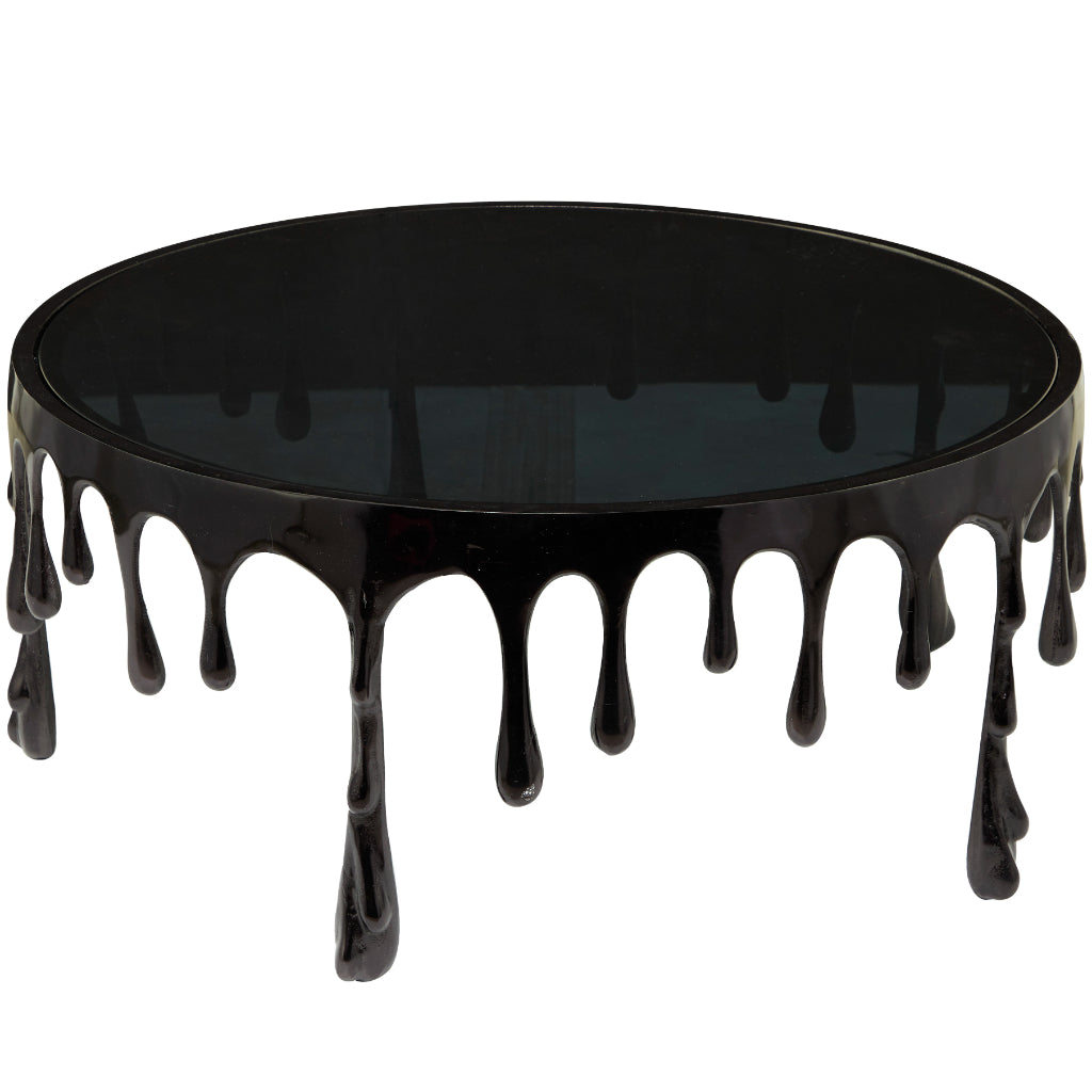 ALUM DRIP COFFEE TABLE BLK 36"W, 16"H, CONTEMPORARY, ACCENT FURNITURE, COFFEE TABLES, Aluminum, Black